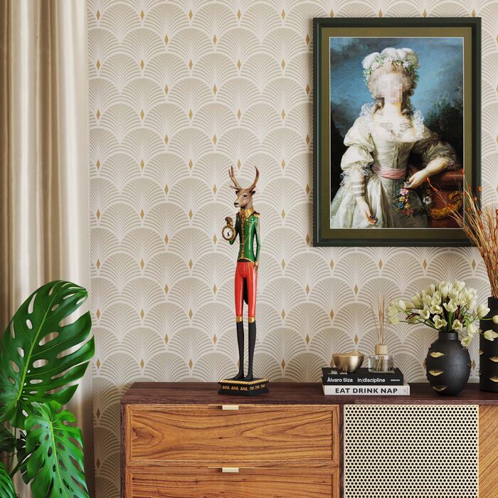 [32093] Table Clock Gentleman Deer - 2