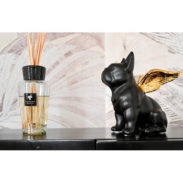 Deco Figurine Sitting Angel Dog Gold-Black