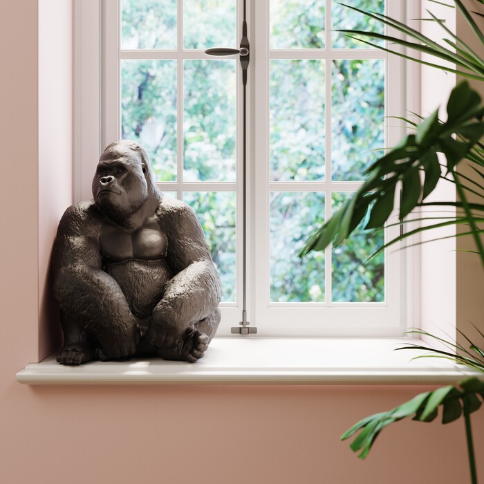 Deco Figurine Monkey Gorilla Side XL Black 76cm