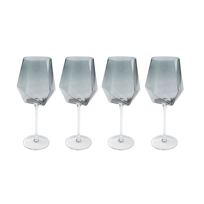 Wine Glass Diamond Smoke (4/Set)