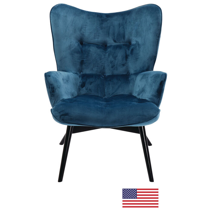 Armchair Black Vicky Velvet Bluegreen