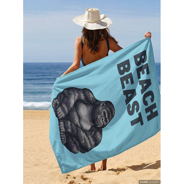 [44136] Serviette de plage Beast Bleu 90x170cm - 1