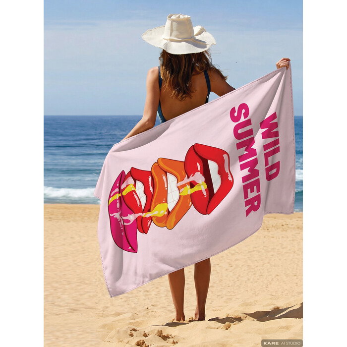 [44146] Πετσέτα Παραλίας Wild Summer Pink 90x170cm - 2