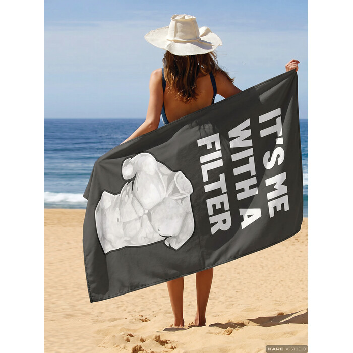 [44158] Beach Towel Filter Boy Grey 90x170cm - 1