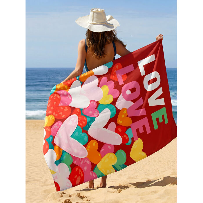 Tuala Pantai Big Love Merah 90x170cm