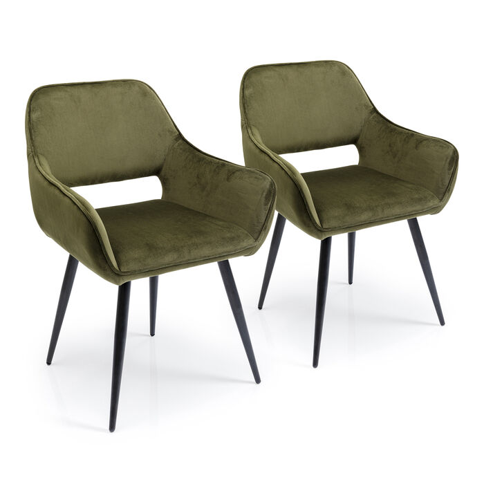 Chair with Armrest San Francisco Dark Green(2/Set)