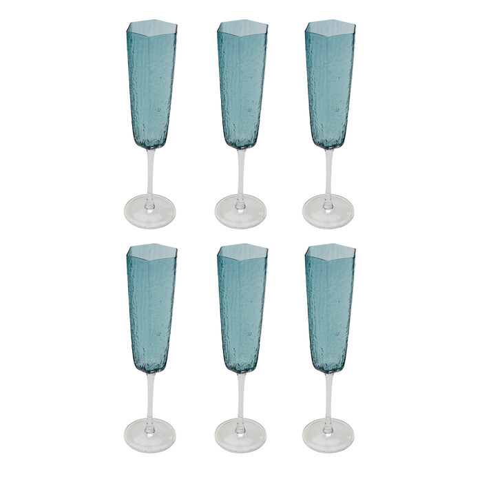 Gelas Champagne Cascata Blue (6/Set)