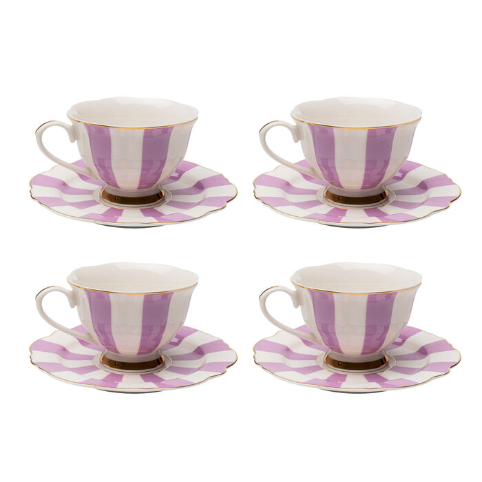 Cup and saucer Harlequin Purple (4/Set)