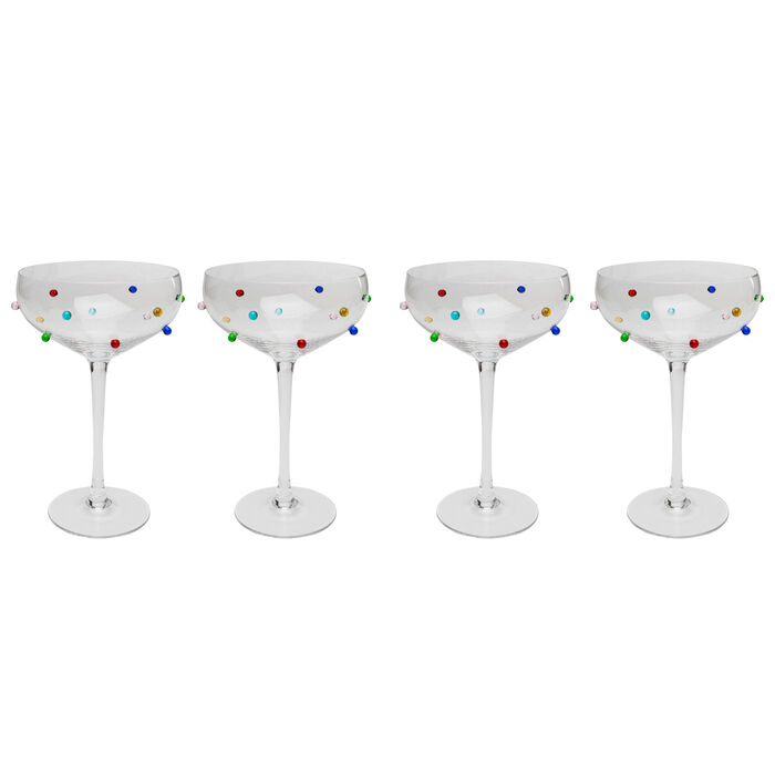 Cocktail Glass Party Dots 19cm (4/Set)