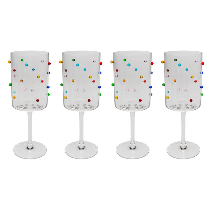 Wine Glass Party Dots 23cm (4/Set)