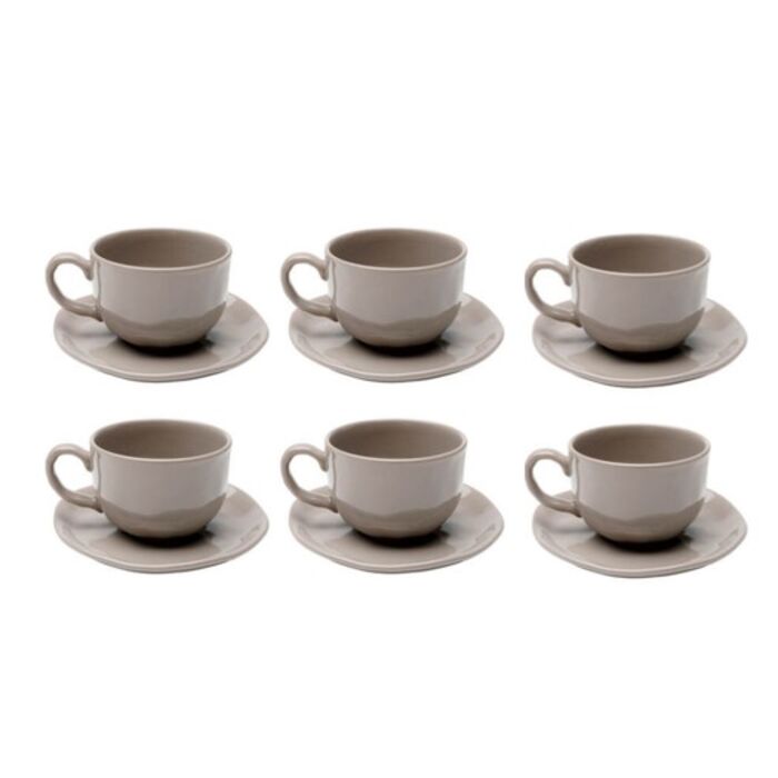 Cup and saucer Organic Grey (6/Set)