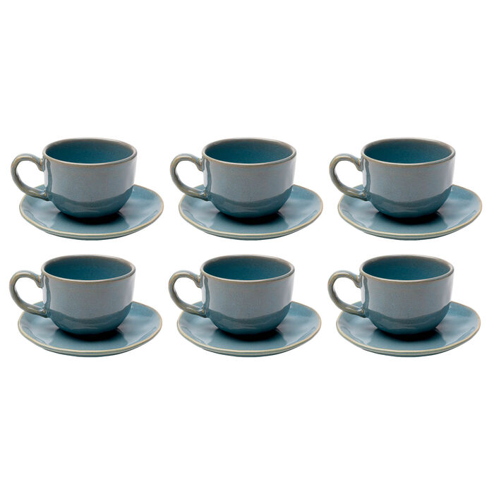 Cup and saucer Organic Turquise (6/Set)