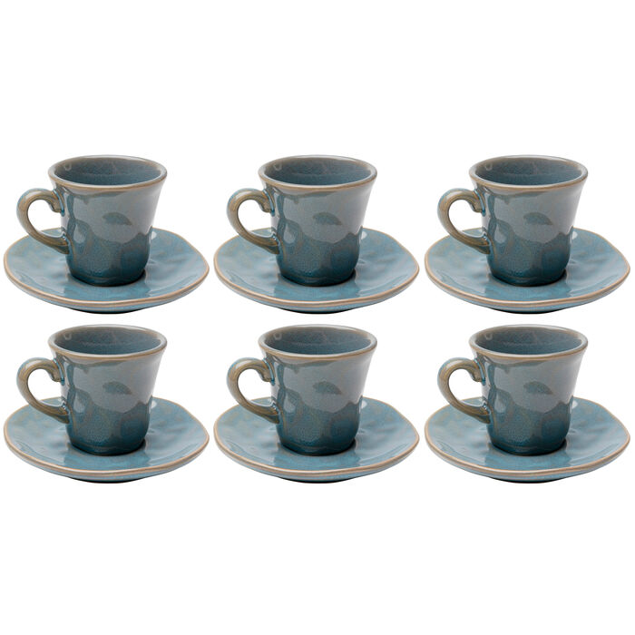 Espresso Cup and saucer Organic Turquise (6/Set)