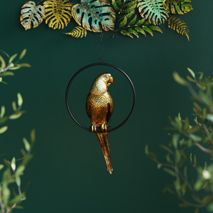 Figura deco Swinging Parrot dorado