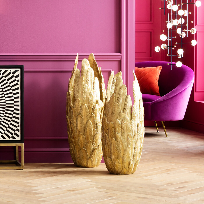 Vase Feathers Gold 91cm