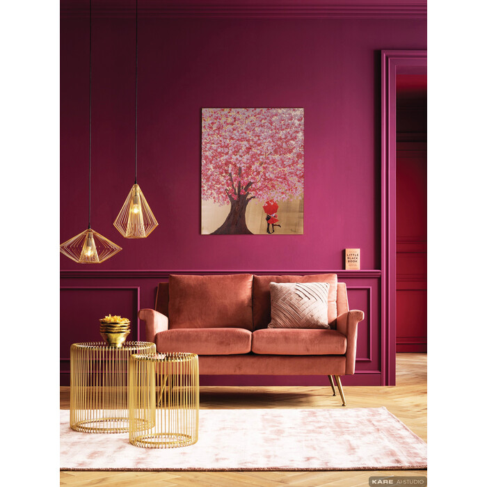 Canvas Picture Flower Couple Gold Pink 80x100cm