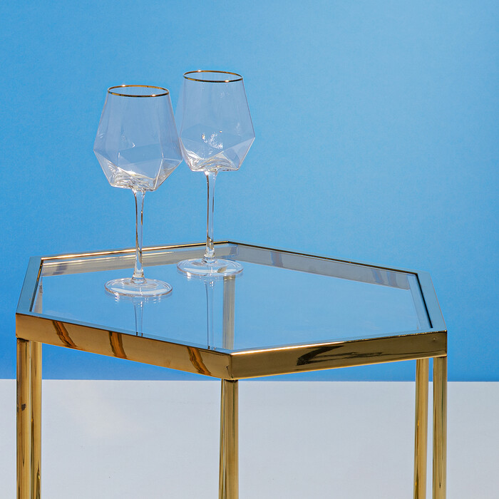 [52213] Verre à vin Diamond doré Rim - 2