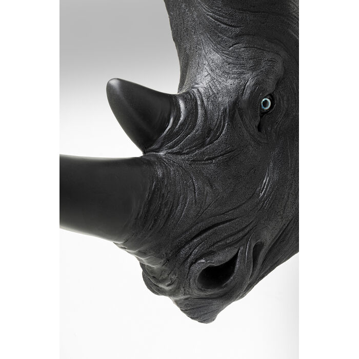 [52824] Obiect de perete Cap de Rinocer Antic Negru 22x43cm - 3