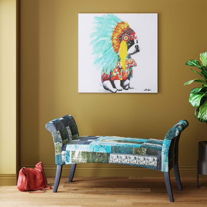 Canvas Picture Headdress Dog 80x80cm