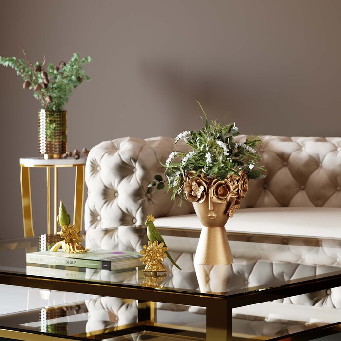 Deco Vase Flowercrown Gold 31cm
