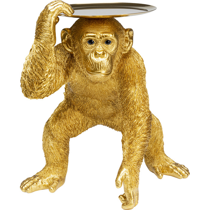 Figura deco Butler Playing Chimp oro 52cm