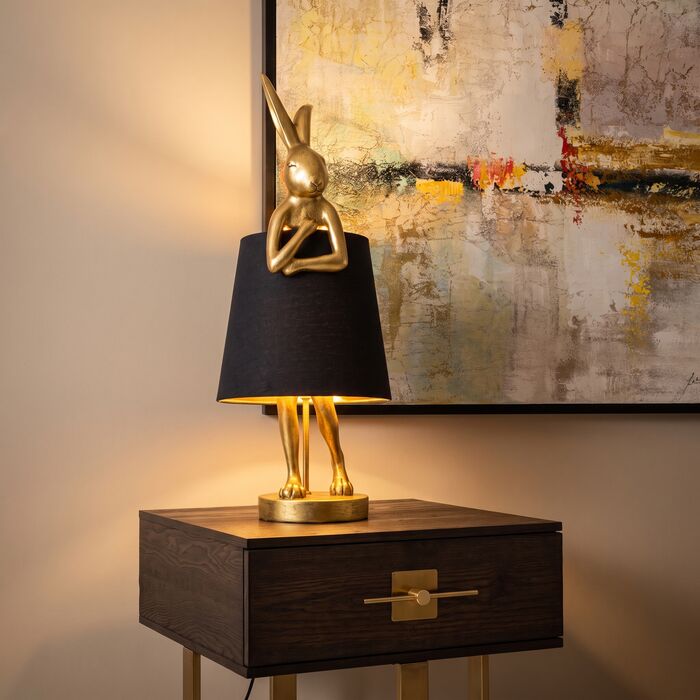 Lámpara mesa Animal Rabbit oro/negro 68cm