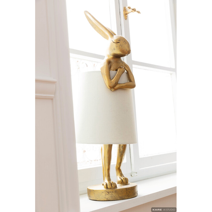 [53474] Table Lamp Animal Rabbit Gold/White 50cm - 2