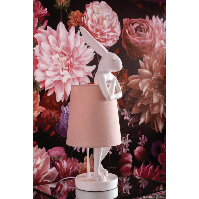 Table Lamp Animal Rabbit White/Rose 50cm