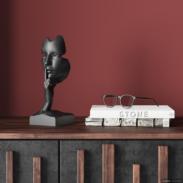 [53684] Deco Object Quiet Face Black 31cm - 1