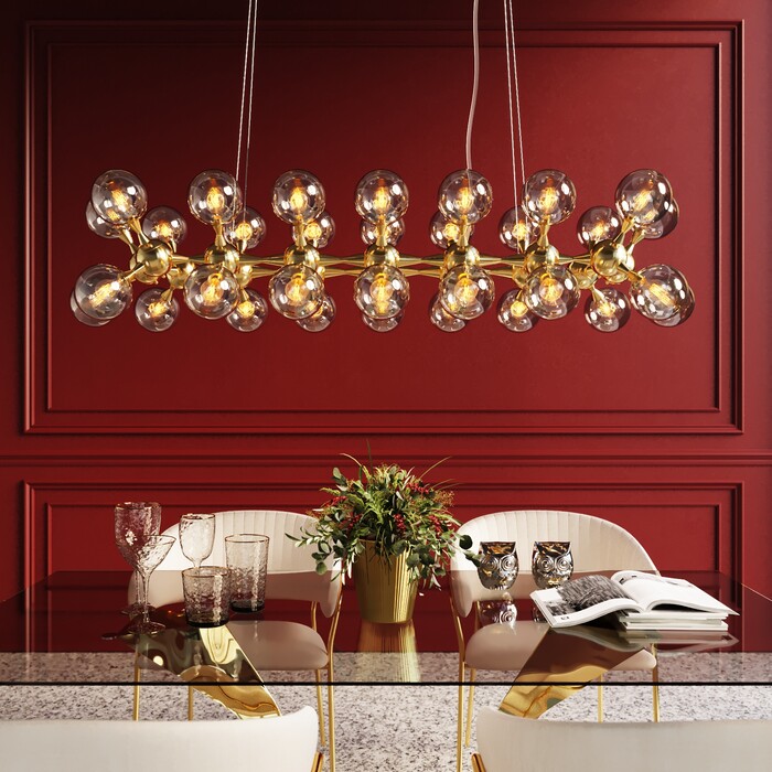 Pendant Lamp Atomic Balls Brass 140cm