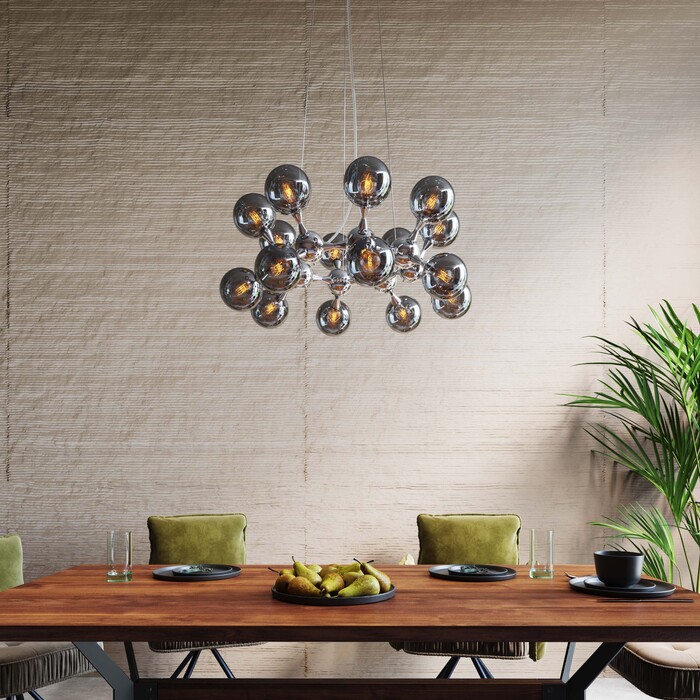 Pendant Lamp Atomic Balls Silver Ø74cm
