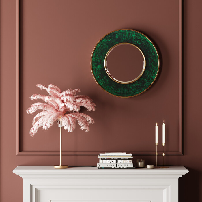 Lámpara mesa Feather Palm rosa 60cm
