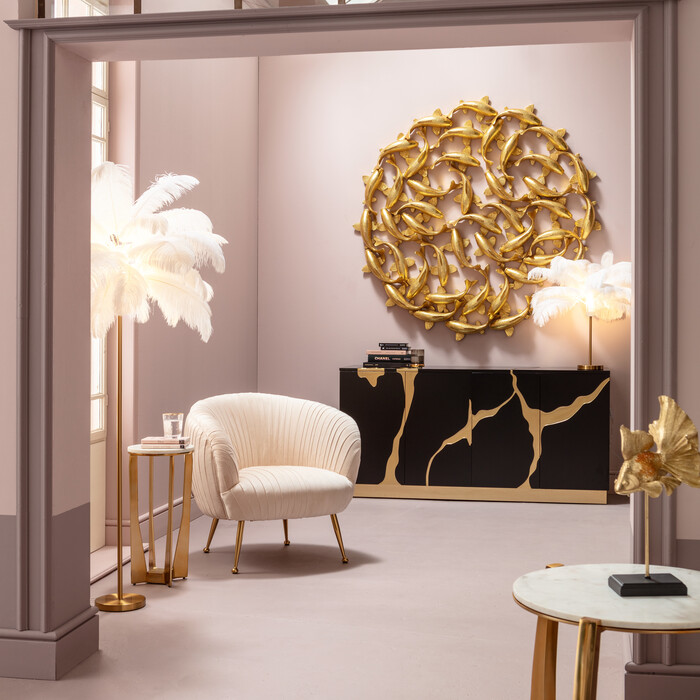 Floor Lamp Feather Palm White 165cm