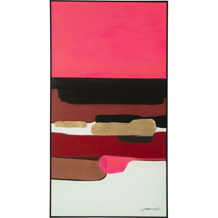 Framed Picture Abstract Shapes Pink 73x143cm