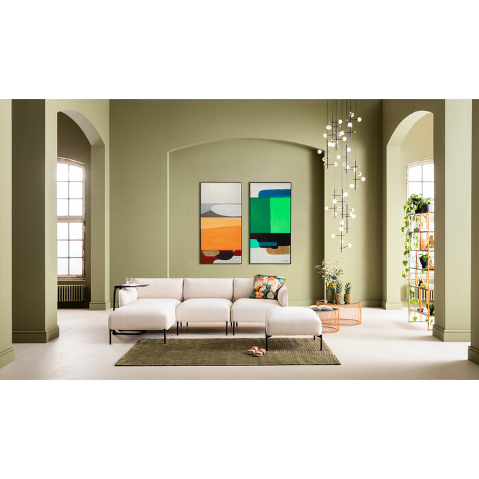 Framed Picture Abstract Shapes Green 73x143cm