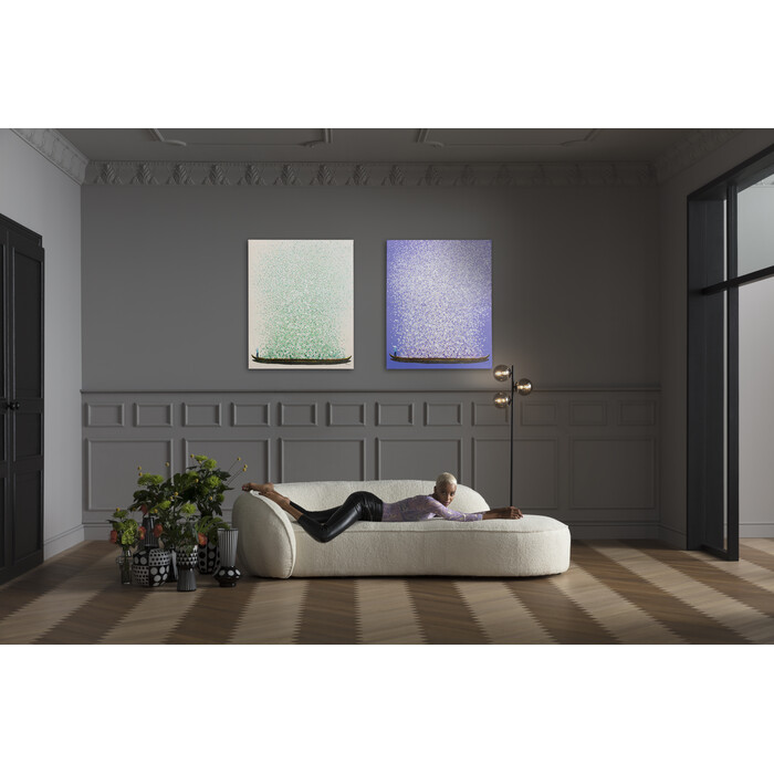 Cuadro lienzo Flower Boat Beige verde 80x100cm