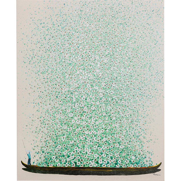 Cuadro lienzo Flower Boat Beige verde 120x160cm
