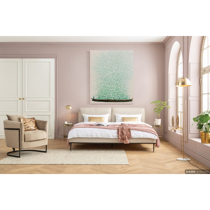 Canvas Picture Flower Boat Beige Green 120x160cm