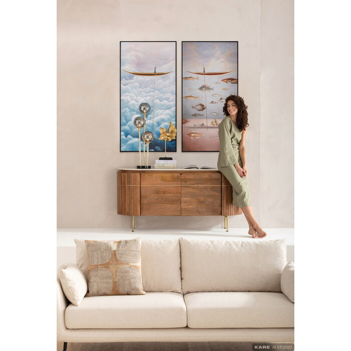 [54985] Tableau encadré Cloud Boat 60x120cm - 1