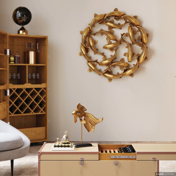 [55181] Wall Object School of Koi Gold Ø102cm - 2