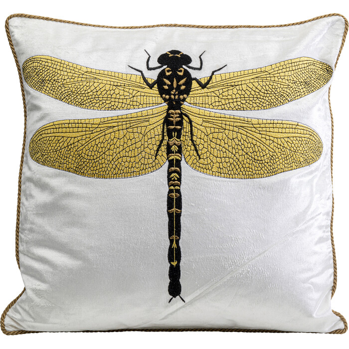 Cushion Glitter Dragonfly White 40x40cm
