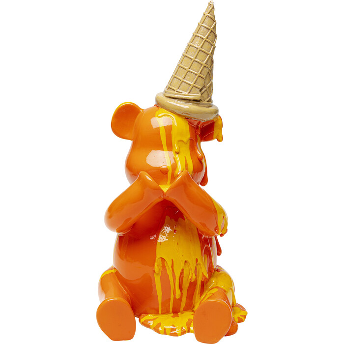 Deco Figurine Sitting Gelato Bear Orange 37cm
