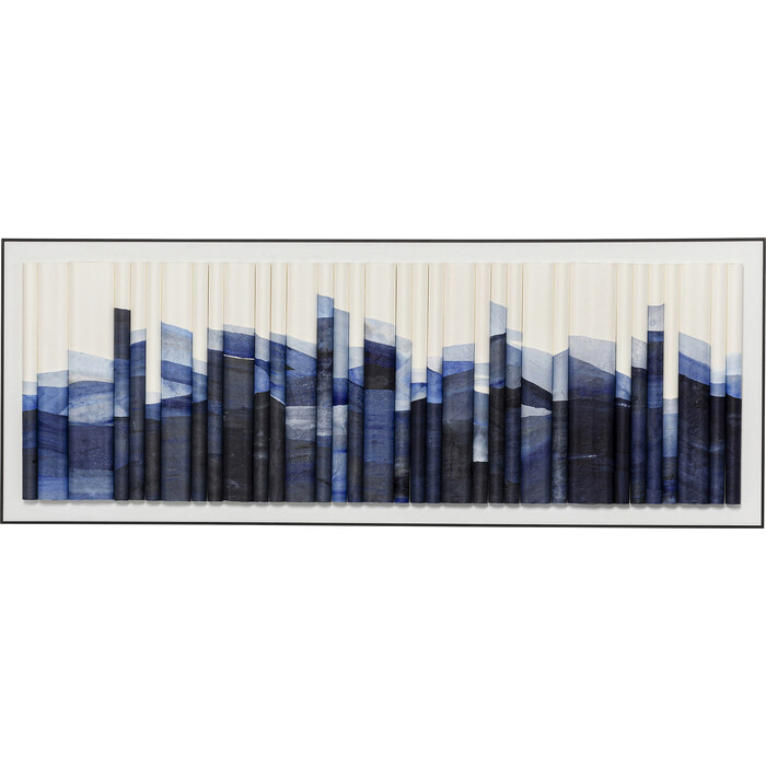 [56238] Tableau encadré Shadow Skyline bleu 160x60cm