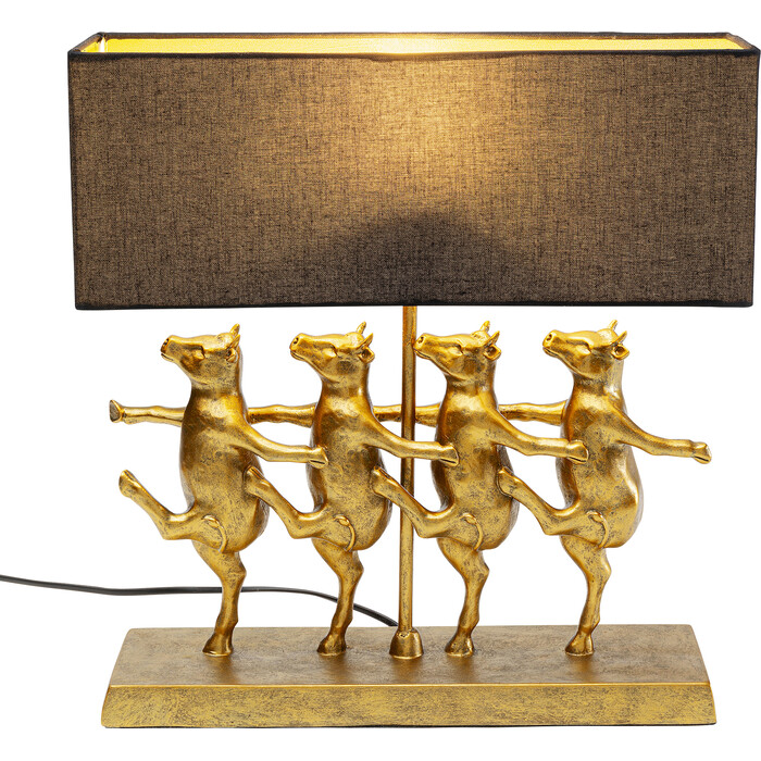 [56252] Table Lamp Dancing Cows Black