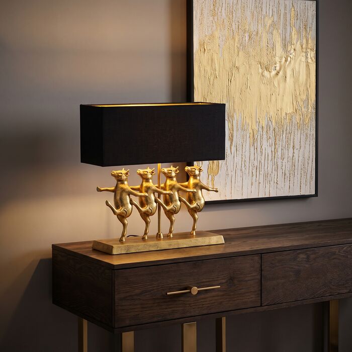 [56252] Table Lamp Dancing Cows Black - 1