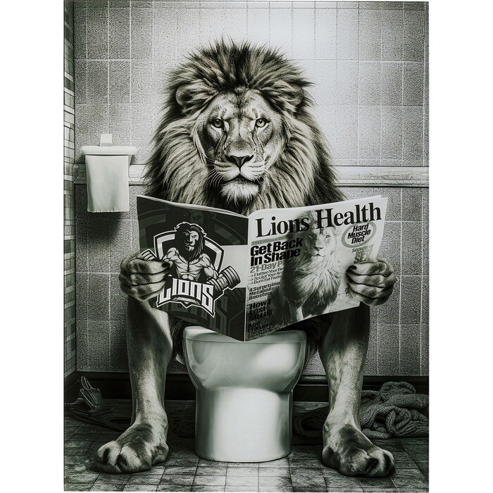 [56273] Tableau en verre Bath Lion 60x80cm