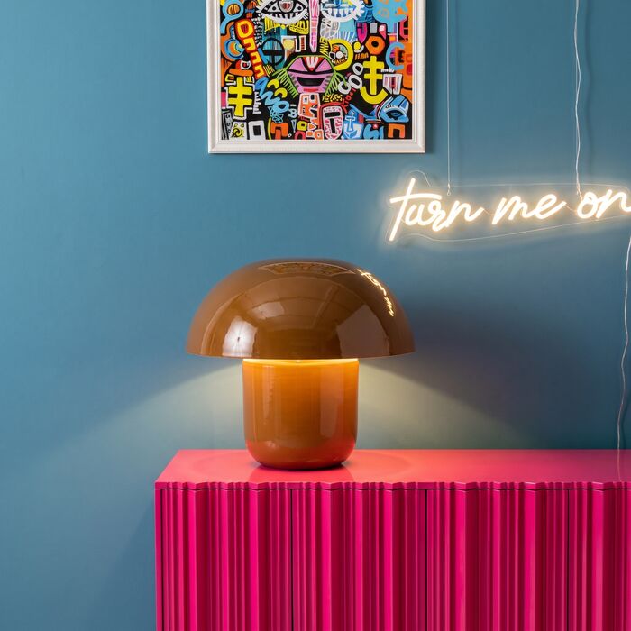 Table Lamp Mushroom Shiny Brown 27cm