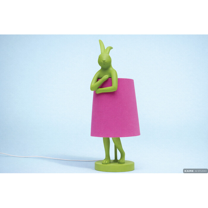 Table Lamp Animal Rabbit Green/Pink 50cm