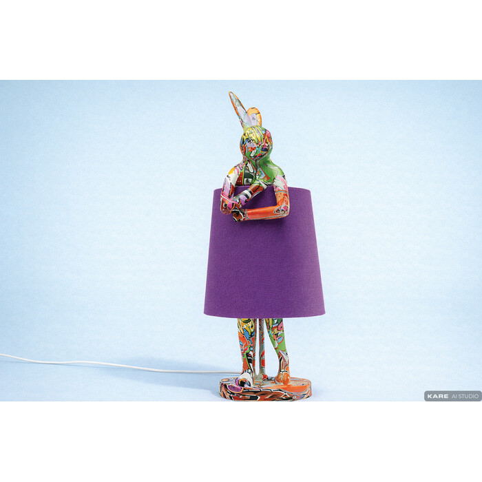Table Lamp Animal Rabbit Graffiti/Purple 50cm