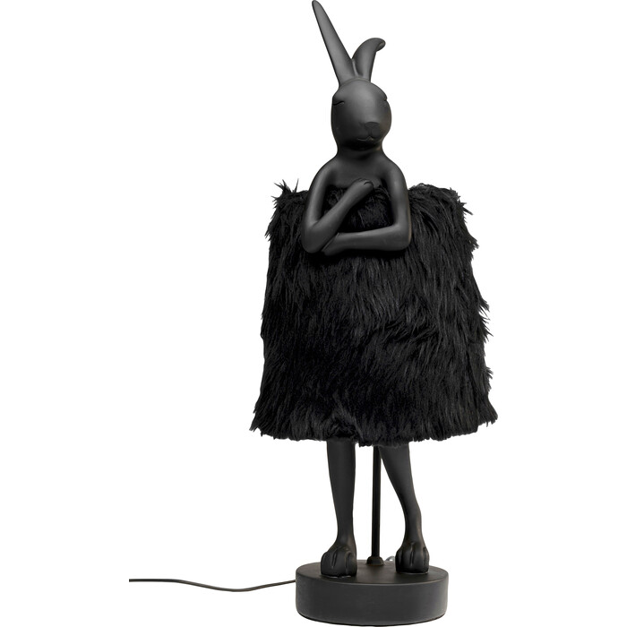Table Lamp Animal Rabbit Fur Black 68cm